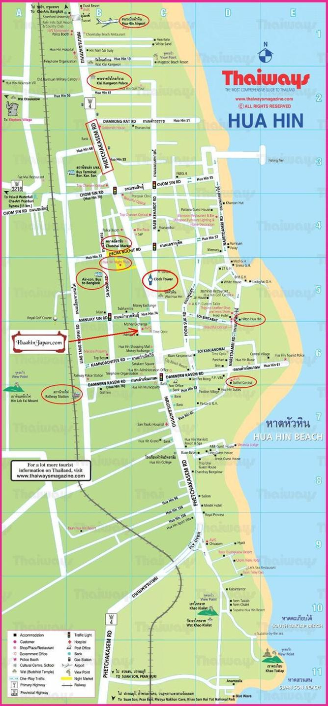 ホアヒン市内地図（Thaiways提供）